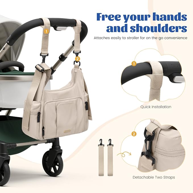 14L Puffer Diaper Bag Tote, Large Capacity Travel Diaper bags, Crossbody Hospital Bag for mom - Image 5