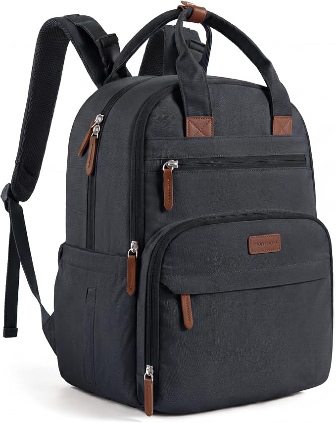 mommore Diaper Bag Backpack Multi-pocket Baby Bag with Changing Pad | Travel Essentials for Mom & Dad, Insulated Pockets & Stroller Straps, Newborn Maternity Bag & Registry Must-Haves, Black by mommore