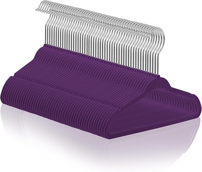 Casafield 50 Velvet Baby Hangers - 11" Size for Infant & Toddler Clothes - Purple by Casafield