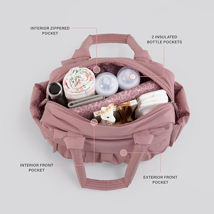 Motherhood Quilted Tote Diaper Bag with Insulated Pockets - Image 6