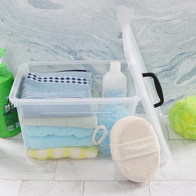 Ggbin 12 Quart Latching Storage Box Set of 6, Clear Lidded Container Bin | Stackable Box with Carry Handle - Image 6