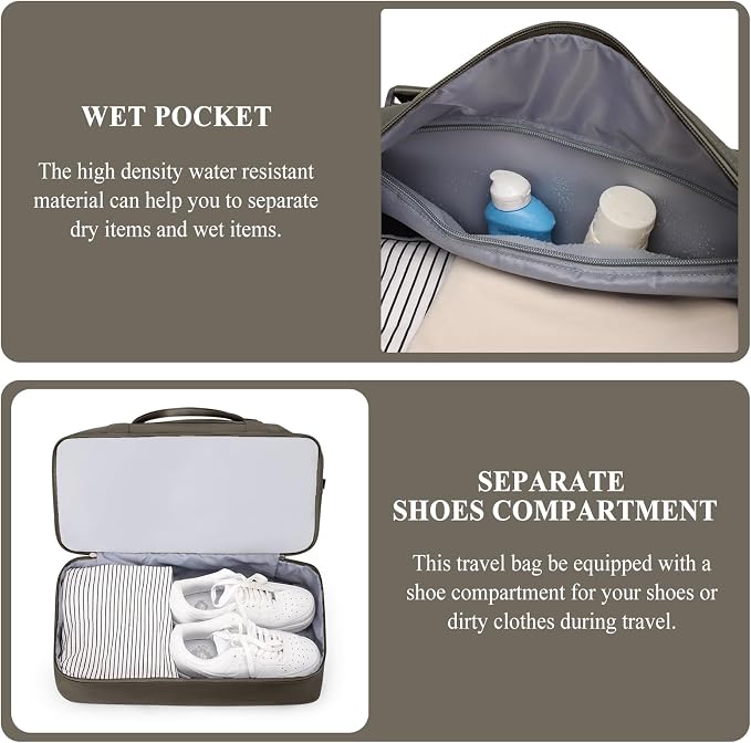 Weekender Bags for Women, Personal Item Travel Bag with Shoes Compartment | Overnight Travel Duffel Bag with Toiletry Bag, Airplane Friendly Carry-On Bag - Image 5