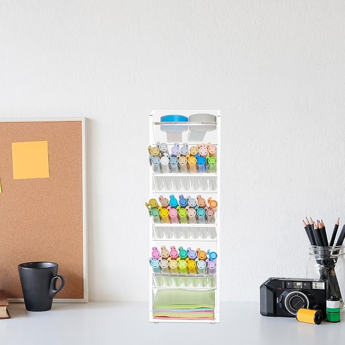 MotiMind Acrylic Pen Organizer Storage for 50 Markers Vertical Marker Organizer Acrylic Pen Display Holder for Office Desk Desktop Stationery Pencil Storage, Clear, 3.4 x 4 x 10.2 Inch - Image 7