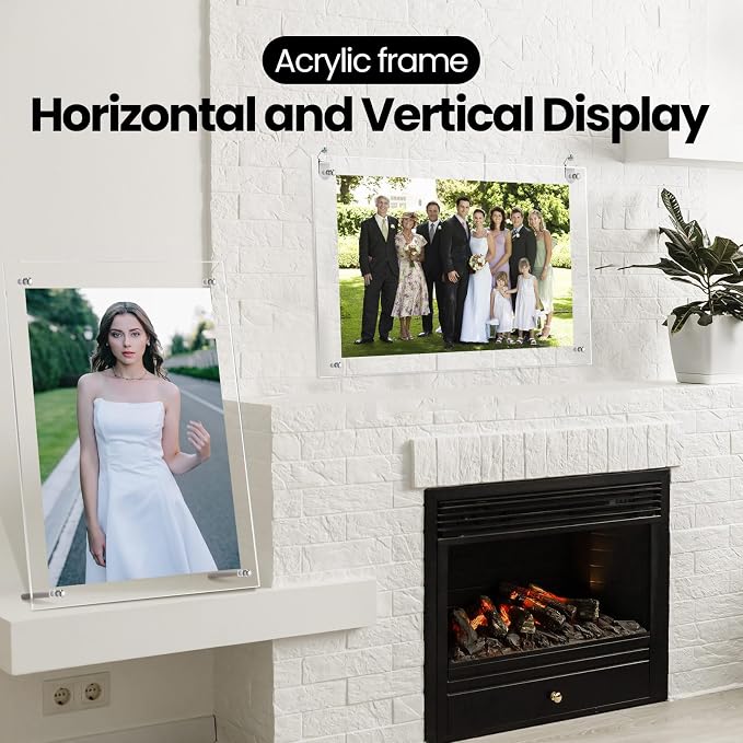 Thyle 8 Pcs Acrylic Photo Frame 8.5 x 11'' Clear Floating Picture Frame Certificate Document Poster Award Diploma Display Tabletop or Hanging Wall Mount for Back to School Teacher Student Gift(Silver) - Image 6