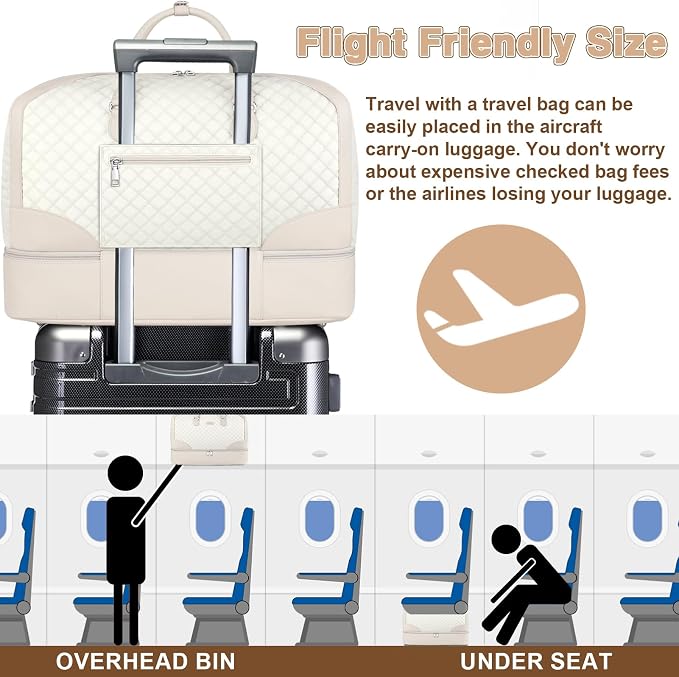 ITIEZY Weekender Bag for Women 21.5" Travel Duffel Large Carry On Bag 3PCS | Nylon Duffel Bag with Waterproof Shoe Compartment, Crossbody Bag and Toiletry Bag, Travel Weekend Hospital Overnight Gym Bag - Image 5