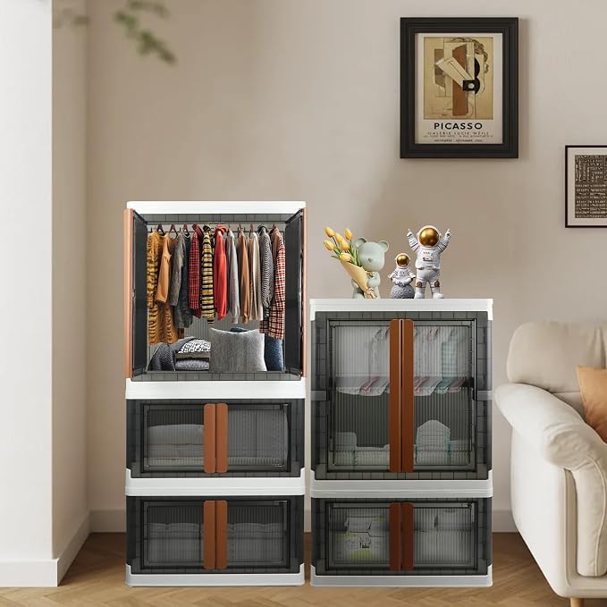 Wardrobe, Closet, Collapsible Storage Cabinet, Useful Box with Large Capacity, 37.5 Gal (142 L), Stackable on Box (19 Gal), Easy Storage of Clothes, Installation Free - Image 3