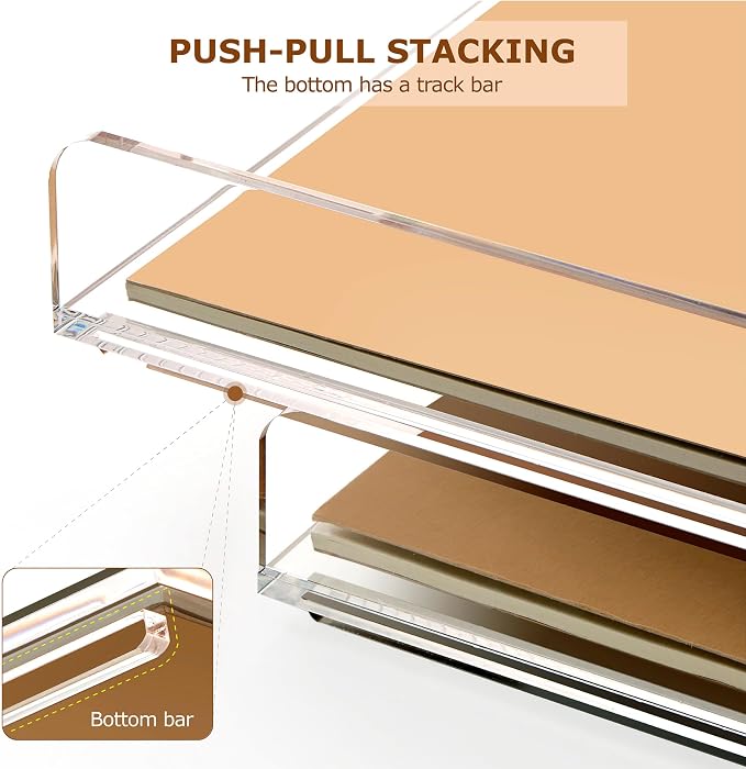 SANRUI 4 Tier Stackable Paper Letter Tray, Acrylic Vertical File Tray A4 Desk Organizer and Accessories Sorter Trays, Clear Workspace Office Supplies Organizers,12inx9.25inx6.6in - Image 5