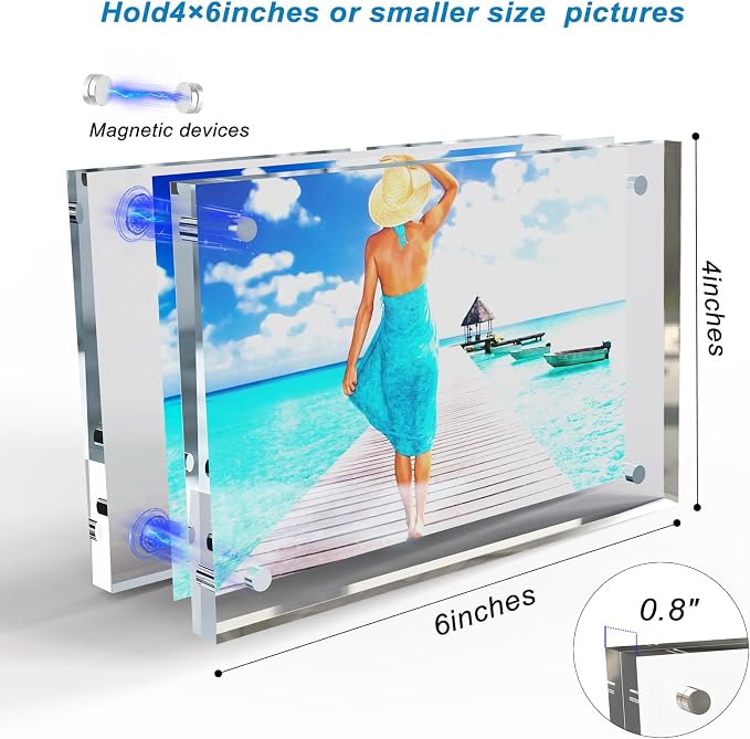 4x6 Inch Acrylic Picture Frame 5 Pack, 10+10mm Magnetic Photo Frame | High-clarity Acrylic, for 4x6 Pictures, Anti-fade, Frameless Floating, Double Display, Liquids Corrosion Resistant, 5 Pack - Image 5