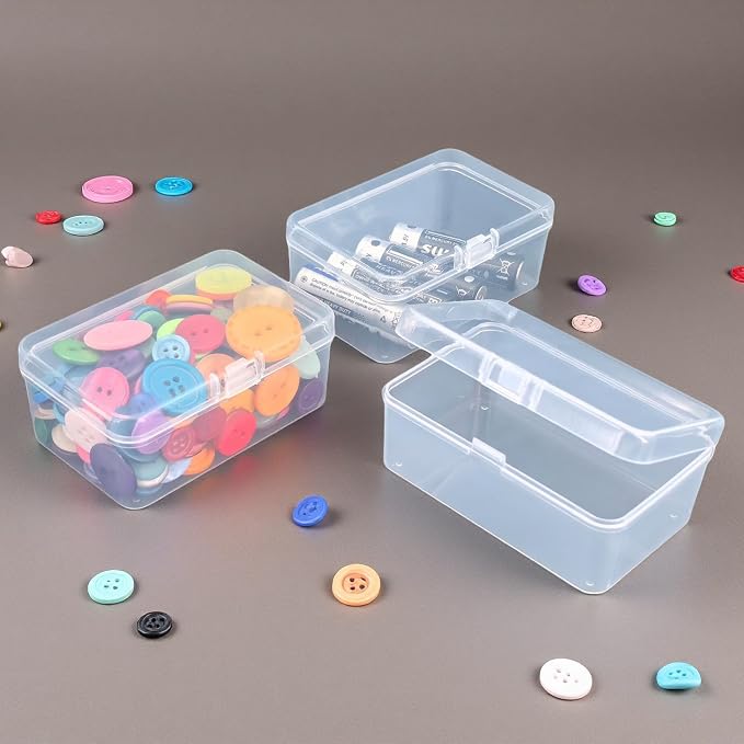 20 Pack Rectangular Mini Clear Plastic Storage Containers | Hinged Lid, For Beads and Small Craft Items, 3.35 x 2.17 x 1.38 inch - Image 6