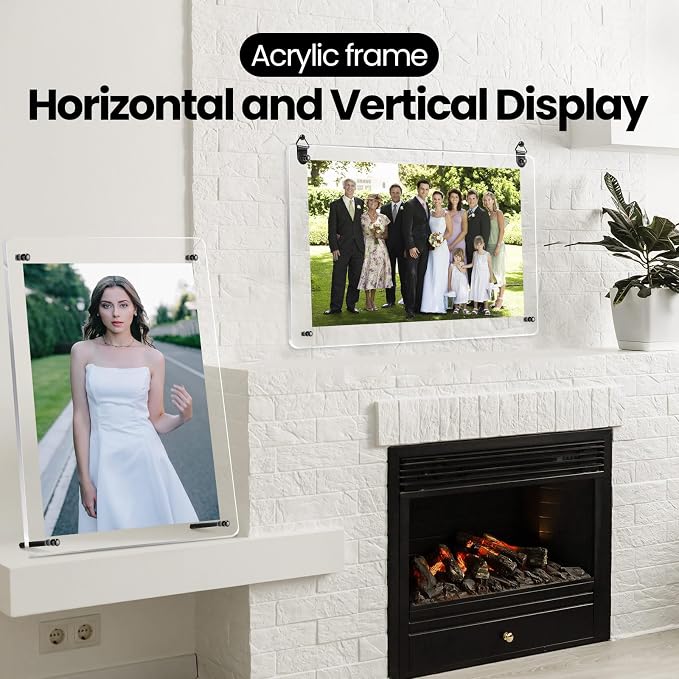 Thyle 8 Pcs Acrylic Photo Frame 8.5 x 11'' Clear Floating Picture Frame Certificate Document Poster Award Diploma Display Tabletop or Hanging Wall Mount Gift for Christmas Team Employee Family(Black) - Image 5