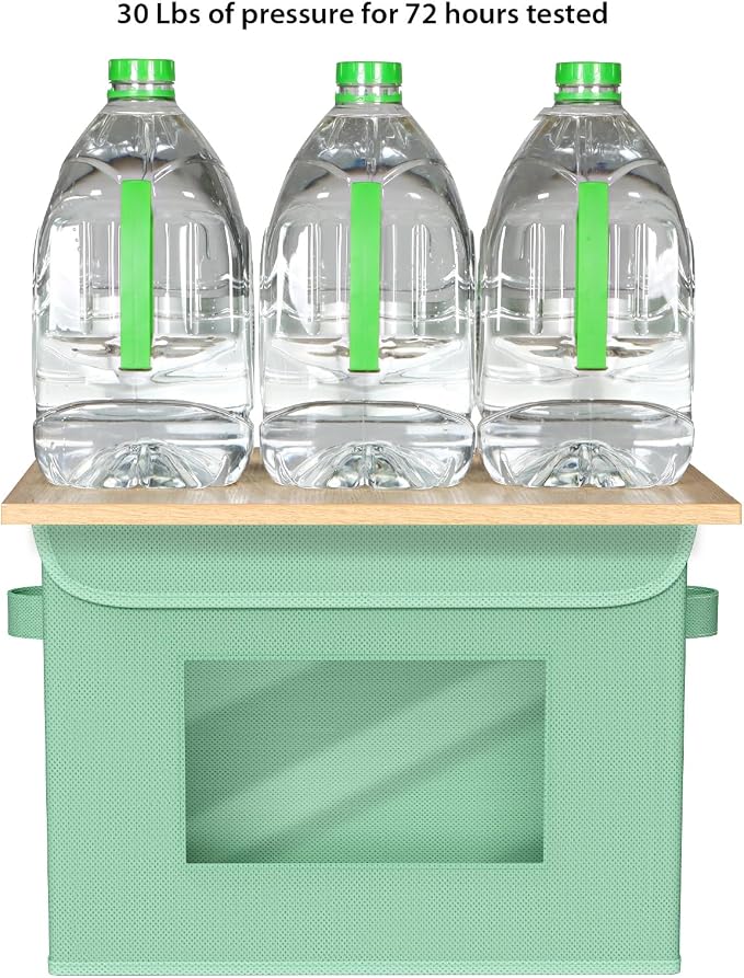 Univivi Fabric Foldable Storage Bins with Lids, 4 Pack, Green | Stackable Closet Storage Bins, Fabric Closet Organizers and Storage with Lid & Clear Window for Home, Office, Bedroom - Image 3