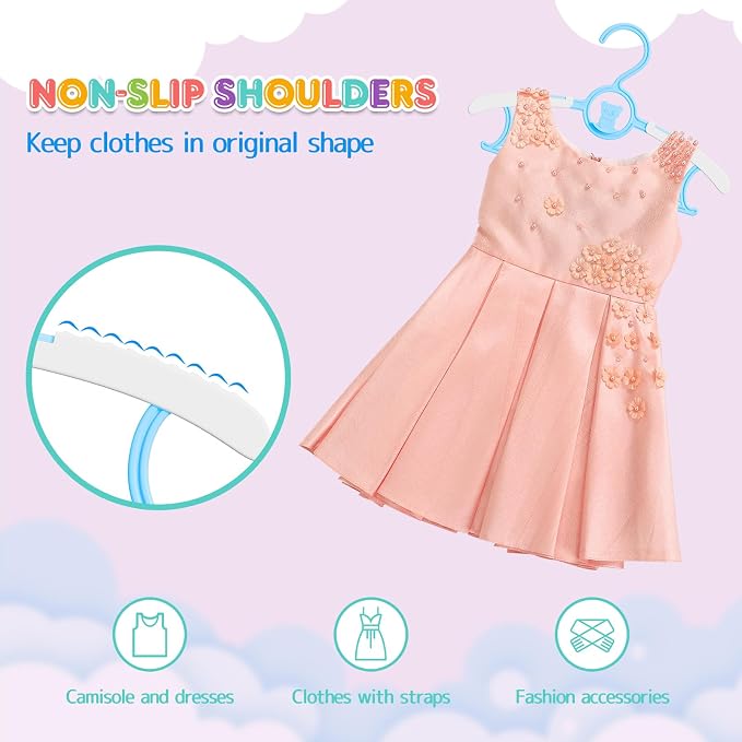 Baby Hangers,11-14 inch Extendable Kid Hangers 20 Pack,Non-Slip Children Hangers,Stackable Space Save Toddler Hangers,Infant Hangers for Closet,Blue 20 Pack - Image 4