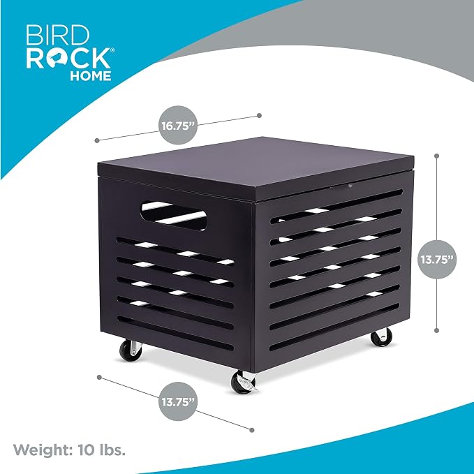 BIRDROCK HOME Bamboo Rolling File Storage Organizer Box with Lid - Decorative File Cabinet on Wheels, Portable File Box on Wheels, Mobile Filing Solution - Grey - Image 4