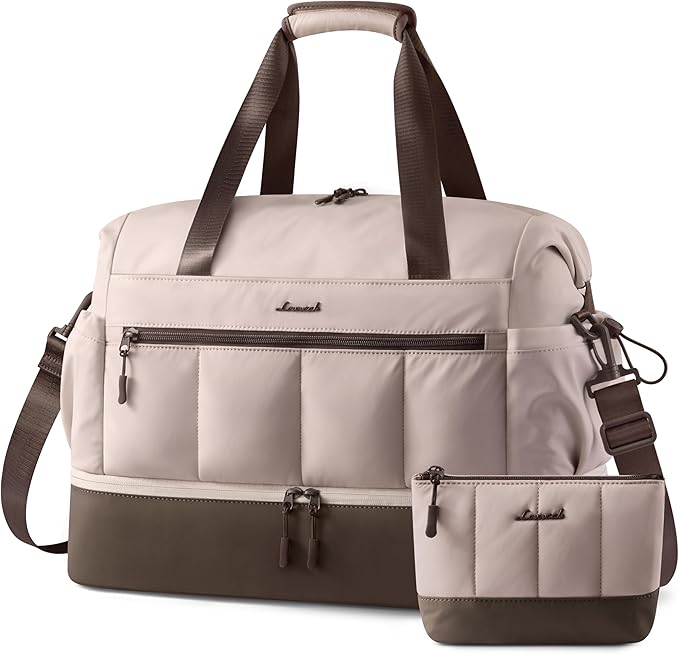 LOVEVOOK Travel Duffel Bag, Weekender Bags for Women, Large Overnight Bags with Shoe Compartment, 38L Carry on Gym Hospital Bag with Wet Pocket, 2 Pcs by LOVEVOOK