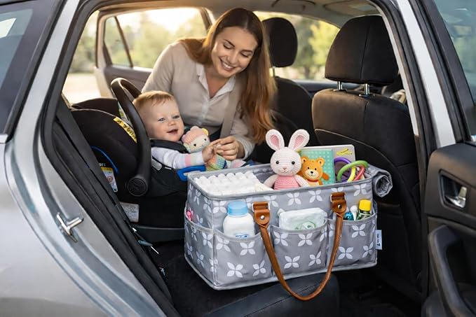 Extra Large Diaper Caddy, Craft, Toy Organizer with Zip-Top Cover with Waterproof Wet/Dry Bag - Perfect for Baby Shower - Image 5