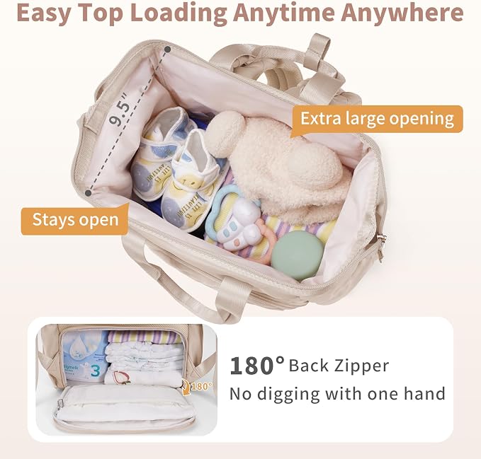 CEI-CEI Diaper Bag Backpack for Mom and Dad, Puffer Baby Bag Backpack with Insulated Pocket, Water-Resistant, Unisex Travel Backpack with Changing Pad & Stroller Straps - Image 3