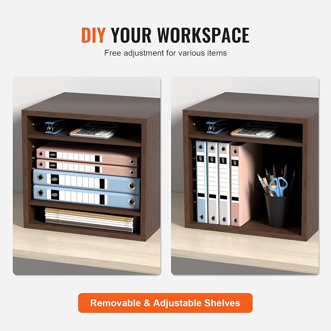 VEVOR Literature Organizers, 5 Compartments Office Mailbox with Adjustable Shelves, Wood Literature sorter 13.9x12x13 inches for Office, Home, Classroom, Mailrooms Organization, EPA Certified, Brown - Image 5