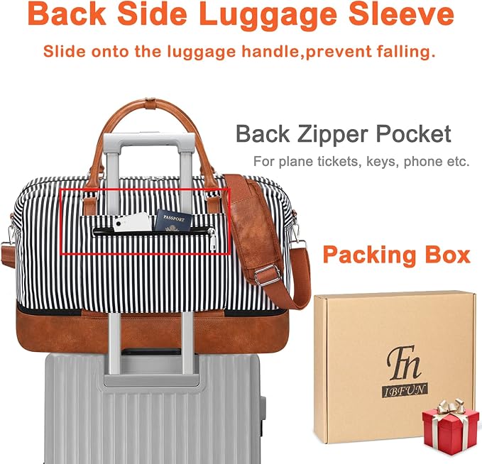 Weekender Bags for Women, 21" Weekender Travel Bag, Travel Duffle Bag with Shoe Compartment Carry on Overnight Duffel Bag for Weekend Travel Business Trip, 3PCS | 3PCS Carry On Overnight Large Duffel Bag with Crossbody Bag and Toiletry Bag for Weekend ... - Image 5
