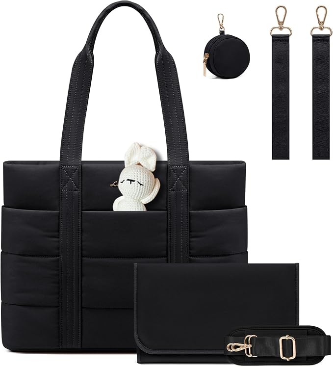 LOVEVOOK Diaper Bag Tote, 15.6 Inch Puffer Diaper Bag, Waterproof Travel Diaper Tote with Changing Pad Pacifier Case by LOVEVOOK