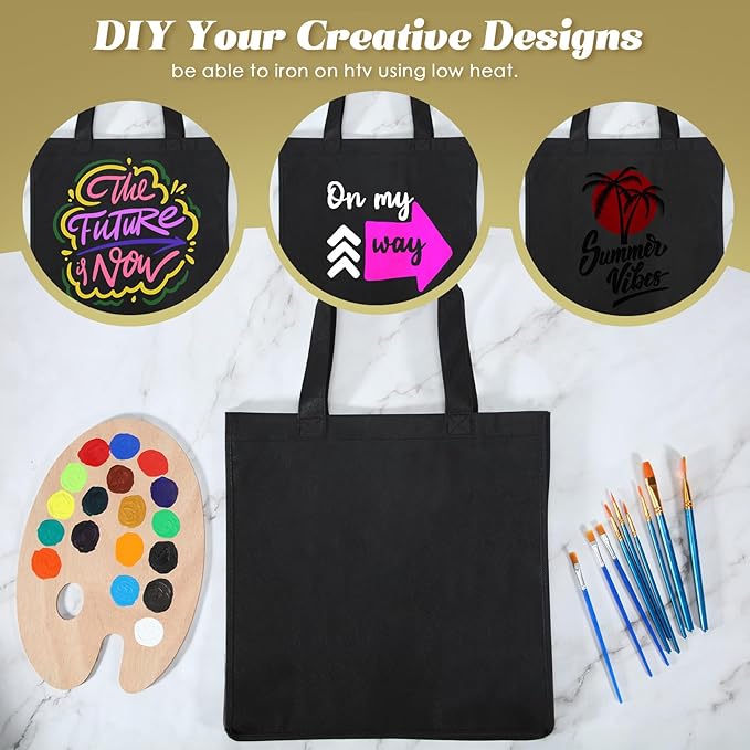 Reginary 100 PCS Non Woven Tote Bags Bulk,Black | Reusable Shopping Bags with Handles, Stores, Groceries Markets, Events Gift, Party Supplies - Image 6