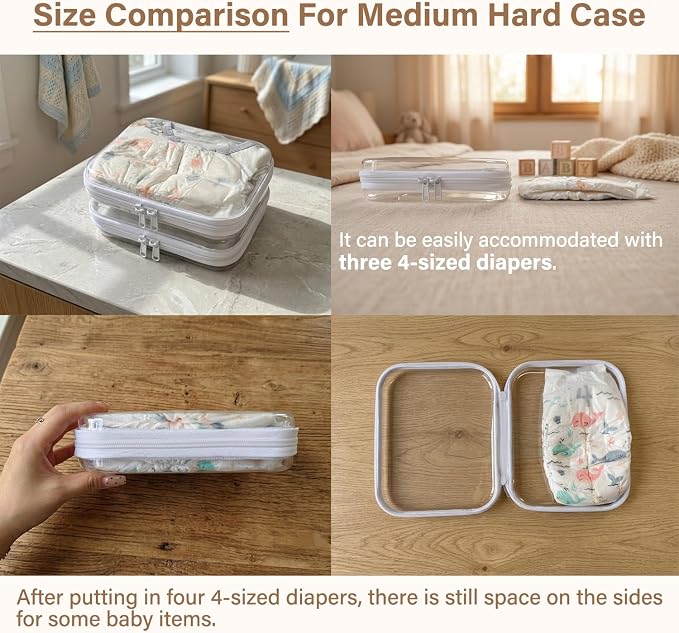 3-PCS Medium Clear Hard Shell Zipper Pouches, Clear Zipper Bags (3M, Blue) | Hard Case Pouches for Purse & Diaper Bag Organizer, Travel Essentials, Clear Storage Bags, and Travel Zipper Container - Image 2