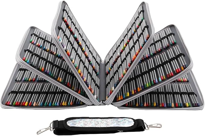 Large Capacity Colored Pencil Case - 600 Slots PU leather with Zipper Closure Portable Organizer for Watercolor Pencils Ideal for Artists（Silver） - Image 2