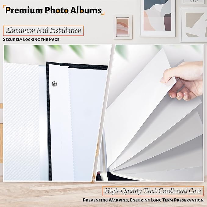 Artfeel Photo Album Self Adhesive Scrapbook,Large Photo Book for 4x6,5x7,8x10 Pictures,DIY Album for Baby Wedding Family Travel Birthday,with Metallic Pen and Scraper (Pack of 20) - Image 4