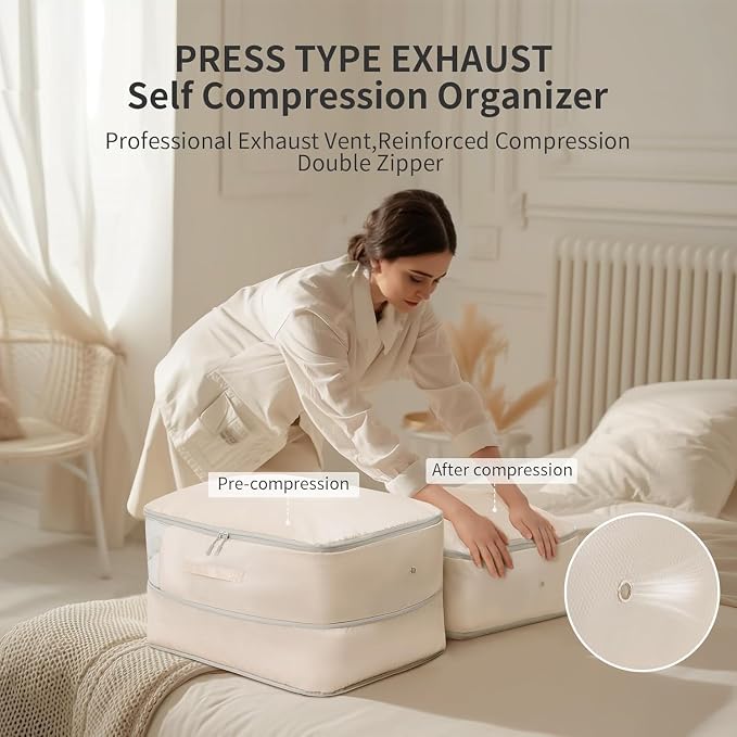 Comforter Storage Bag 66 L - 4 Pack Blanket Storage Organizer Compression Bags, Large Capacity Ultra Space Saving Self Organize for Bedding, Pillow, Duvet, Sheet Storage with Zipper Window - Image 3
