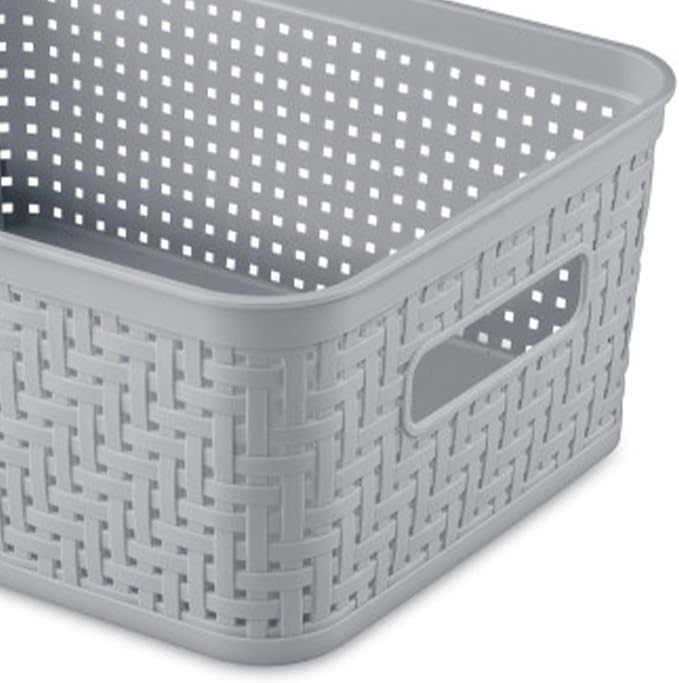 Sterilite 8 Pack Plastic Storage Bin Organization Containers, Small Baskets, Cement - Image 9