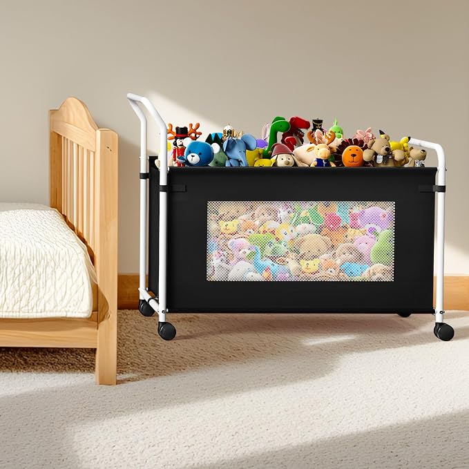 KEEGH Extra Large Toy Box for Kids, Heavy Duty Toy Storage Organizer, Black | 180 L Capacity, 360° Rotating Wheels, Durable Fabric, Toy Bin for Boys and Girls, Toy Chest for Living Room, Nursery, Bedroom - Image 7