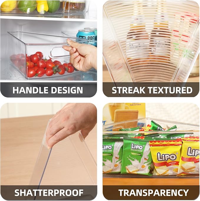 Lazy Susan Organizer Bins,10.2”x 9.4”x 4”, 26" Diameter(6) | Clear, Durable, Kitchen Cabinet Storage Bin Set, Food Safe, Non-Slip Pads, BPA Free - Image 6