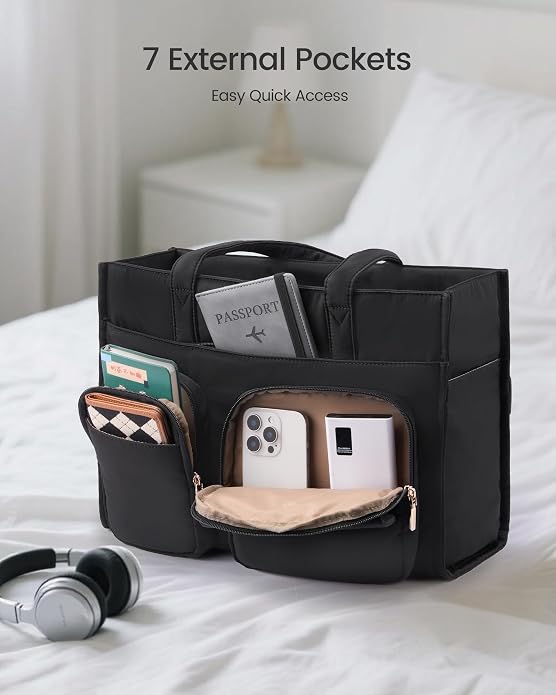 LOVEVOOK Teacher Tote Bag for Women,Multi-pocket Laptop Bag with Large Cup Holder,Nurse Bags Work Travel Computer Handbag - Image 4