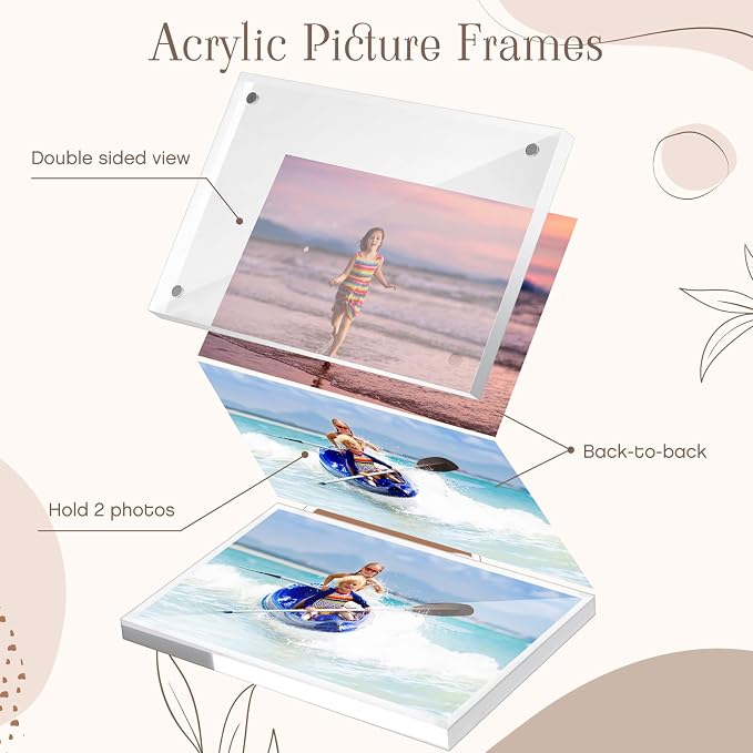 Handepo 30 Pack 5 x 7 Inch Clear Acrylic Picture Frames Double Sided Magnetic Photo Frames 20mm Thickness Frameless Desktop Display Freestanding for Bedroom Living Room Home Office - Image 4