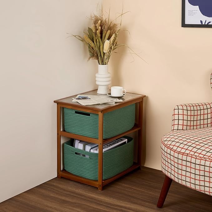MiniArk Large Storage Baskets for Shelves, 17 x 13 x 7.5” Closet Organizers Bins for Clothes Blanket Towels, Baby Nursery, Toy Baskets Box, Woven Rope Baskets, 3 Packs Green - Image 8