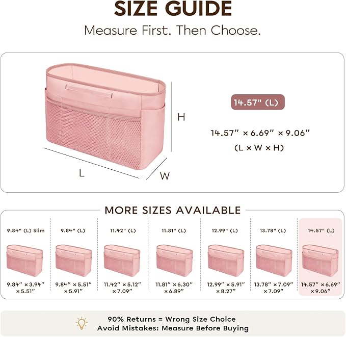GIVLEFLY Purse Organizer Insert for Tote Bag, 14.5 Inch Satin Bag Organizer, Multi Pocket Handbag Organizer for Everyday Totes - Image 4