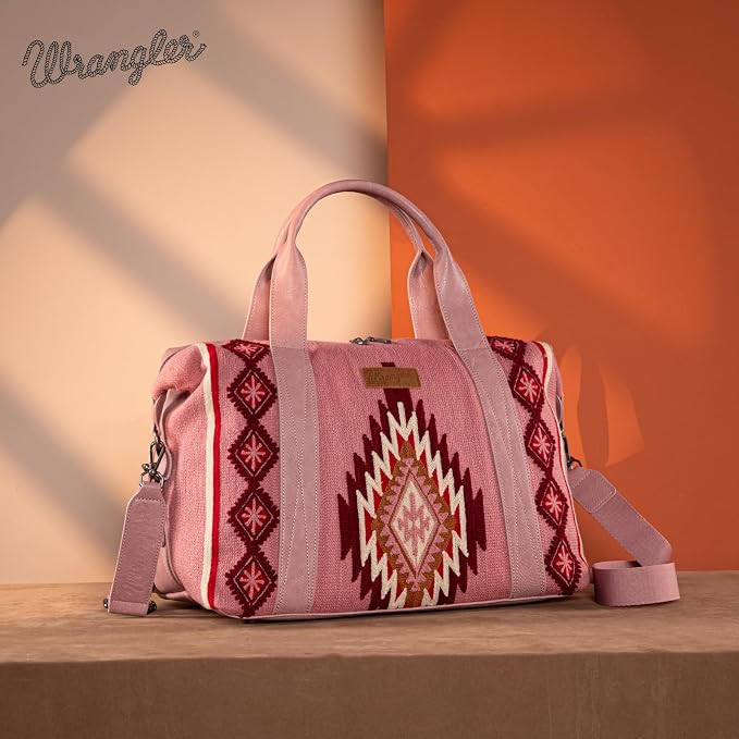 Wrangler Duffel Bag for Women Large Travel Weekender Bag Designer Tapestry Carry On Bags, Pink - Image 3