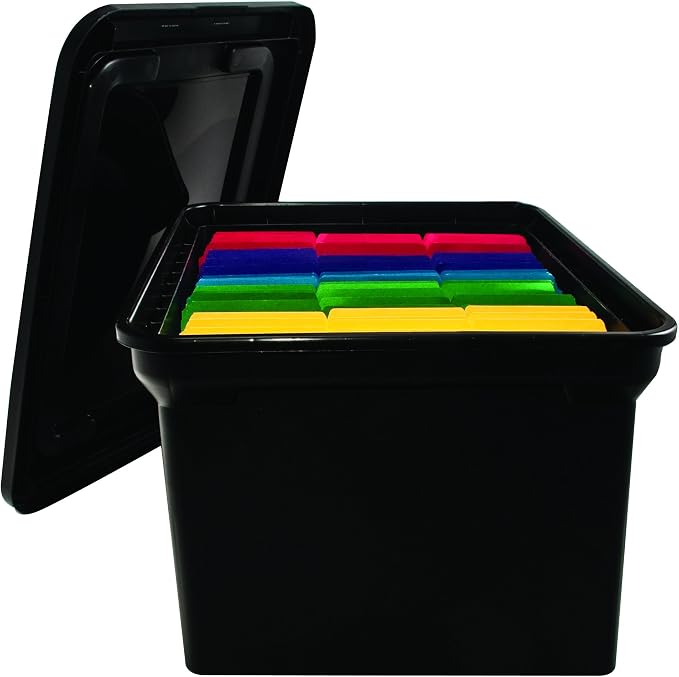 Advantus File Tote with Lid, 18 x 10.75 x 14 Inches, Black, Case of 8 (34052CT) - Image 2