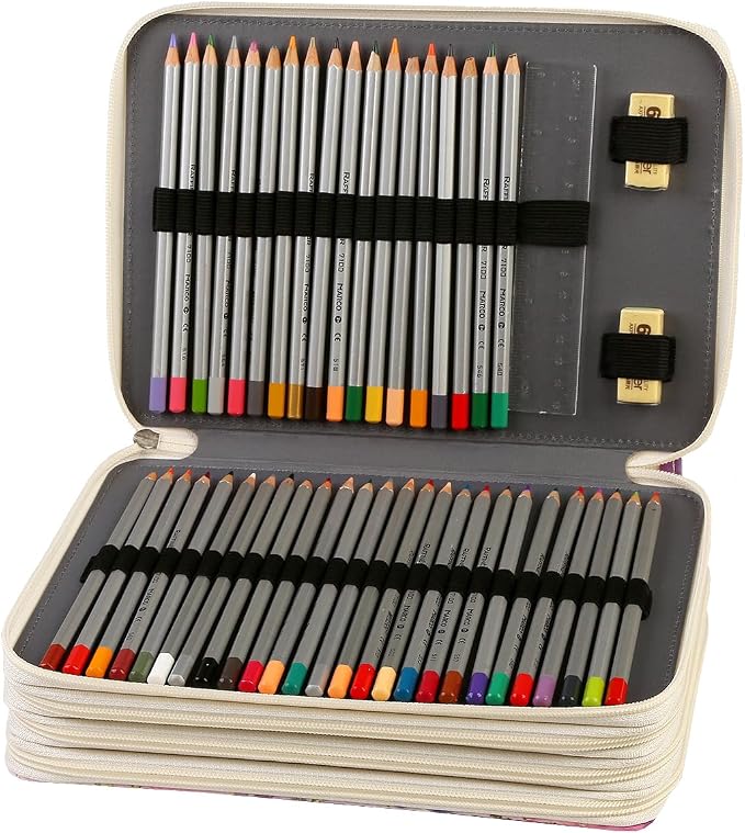 200 Slots Colored Pencil Case Organizer, 4 Layer Bag | Twill Oxford fabric,203 elastic loops,detachable handle,for travel, home storage,drawing tools,creative gifts - Image 3