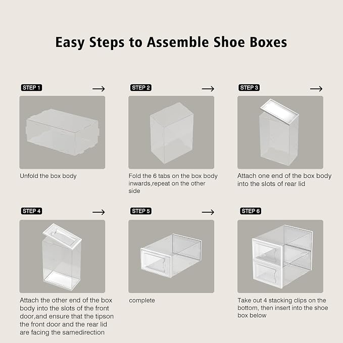 12 Pack Shoe Storage Box, Clear Plastic Stackable Shoe Organizer for Closet, Space Saving Foldable Shoe Rack Sneaker Container Bin Holder - Image 8