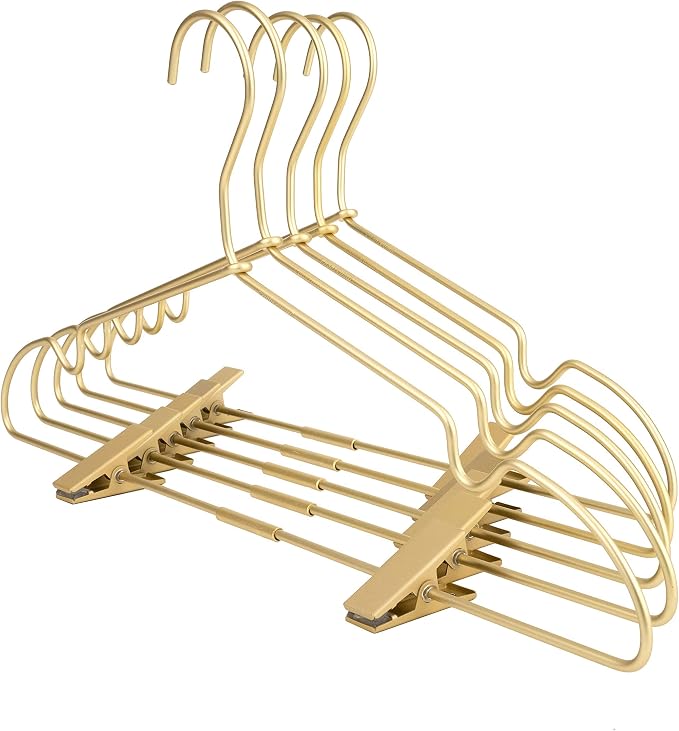 Gold Metal 12.6" Baby Clothes Clips Hanger, 30 Pack Children Kids Coat Hanger Display and Storage,Heavy Duty Standard Metal Hangers with Non-Slip Design,Space Saving Organizer by Koobay
