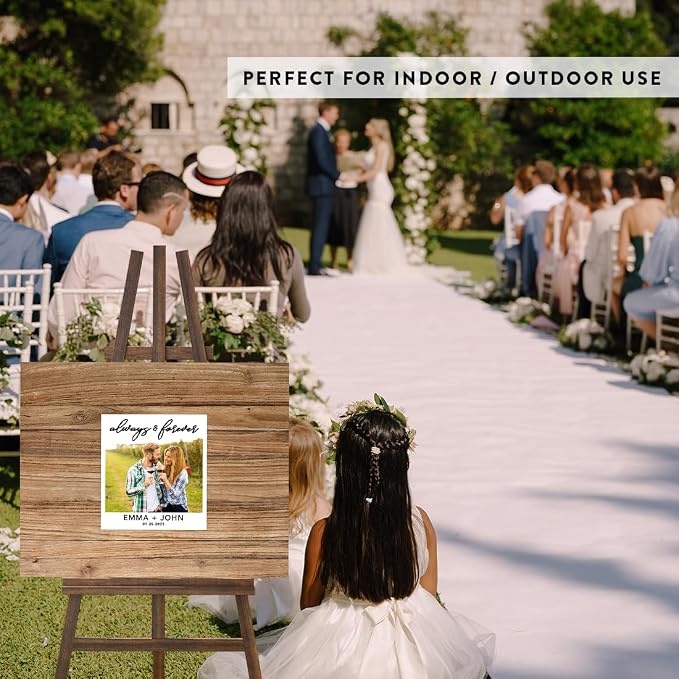 Andaz Press Custom Large Canvas Wedding Guest Book Alternative, 16 x 20 Inches, Always & Forever Rustic Wood Photo Horizontal Personalized Sign Our Canvas Guest Book Signs for Wedding Rustic Theme - Image 5