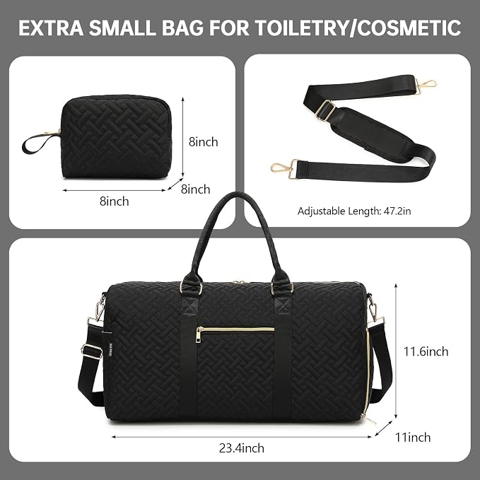 Duffle Bag for Travel, Weekender Bag with Shoe Compartment, Carry On Overnight Bag for Women with Toiletry Bag, Gym Bag with Wet Pocket, Hospital Bags for Labor and Delivery Beige - Image 3