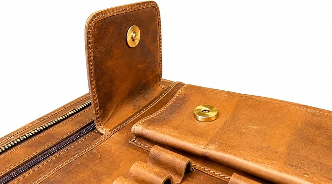 Leather Portfolio Organizer with Zipper for Men Women, Padfolio Business Resume A4/Pad, Folder Organizer, Legal Pad Holder with Card Slots, Zippered Padfolio for Business Documents (Brown) - Image 8