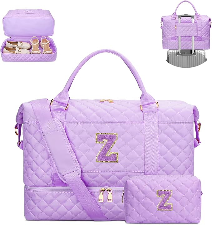 Personalized Gifts for Women Weekender Duffle Bags(Purple,Z) | Hospital Bag for Women Labor Delivery-Overnight Gym Bag with Shoe Compartment by Unknown