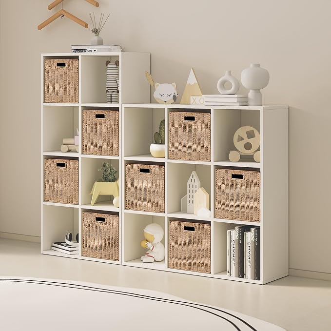 Foldable Storage Baskets with Handles Paper Rope Storage Baskets Rectangle Collapsible Hand Woven Storage Cubes Bins for Organizing Shelves Living Room Bedroom Pantry (3, 11'' x 11'' x 11'') - Image 7