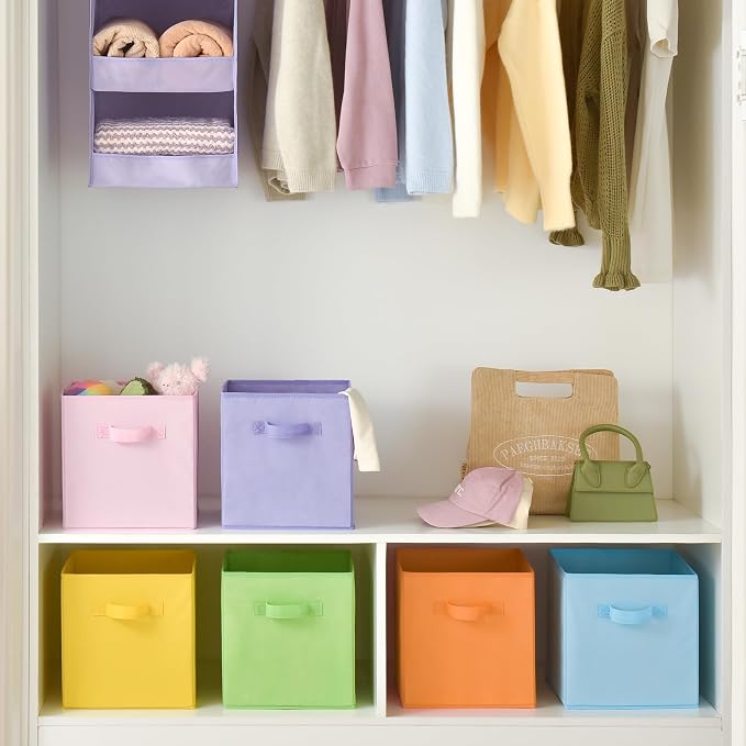 GRANNY SAYS 11x11 Storage Cube Organizers, Pastel Color, 6-Pack | Collapsible Storage Boxes with Thickened Base Plate, Sturdy Handles, Decorative Baskets for Shelves, Closet - Image 3