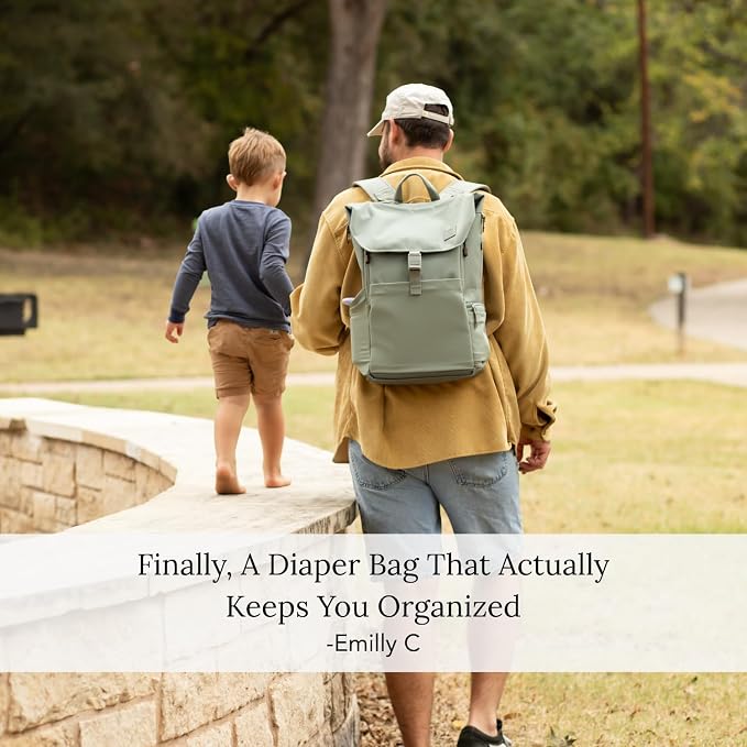Huhu Diaper Bag Backpack – Large Baby Bag for Moms & Dads – Water-Resistant, Unisex Travel Kit for New Parents – Includes Changing Pad and 2 Organizer Pouches (Outdoorsy Sage) - Image 8