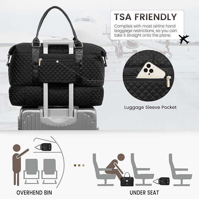 LOVEVOOK Travel Duffle Bag,Weekender Bags for Women with Shoe Compartment，Carry on Overnight Bag with Toiletry Bag,Gym Duffel Bag with Wet Pocket, Hospital Bags for Labor and Delivery - Image 5