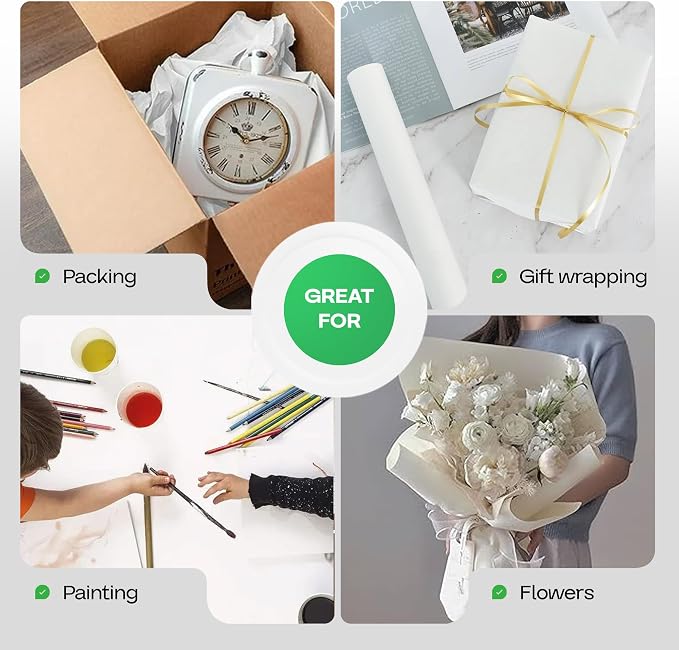 White Kraft Paper Roll 18" x 2160" (180 feet) - USA-Made Craft Paper for School & Art - White Wrapping Material for Gift Wrapping&Moving - High-Density Packaging Paper by IDL Packaging - Image 6