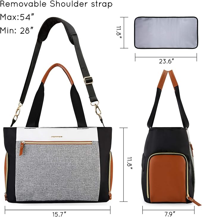 mommore Breast Pump for Spectra S1/S2 & Medela, Diaper Bag Travel Tote | Pumping Tote Bag with Insulated Pockets, Work Bag for Breastfeeding Mom with 15" Laptop Sleeve & Changing Pad - Image 5
